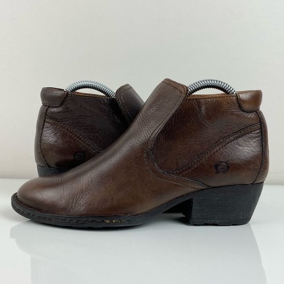 NFS Born Women’s Rachel Brown Leather Heeled Ankle Booties Size 6.5 / 37 - Picture 3 of 15